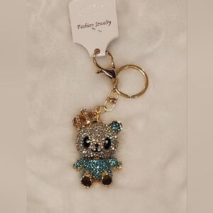 Sparkling Teddy Bear With Crown Keychain Bag Charm